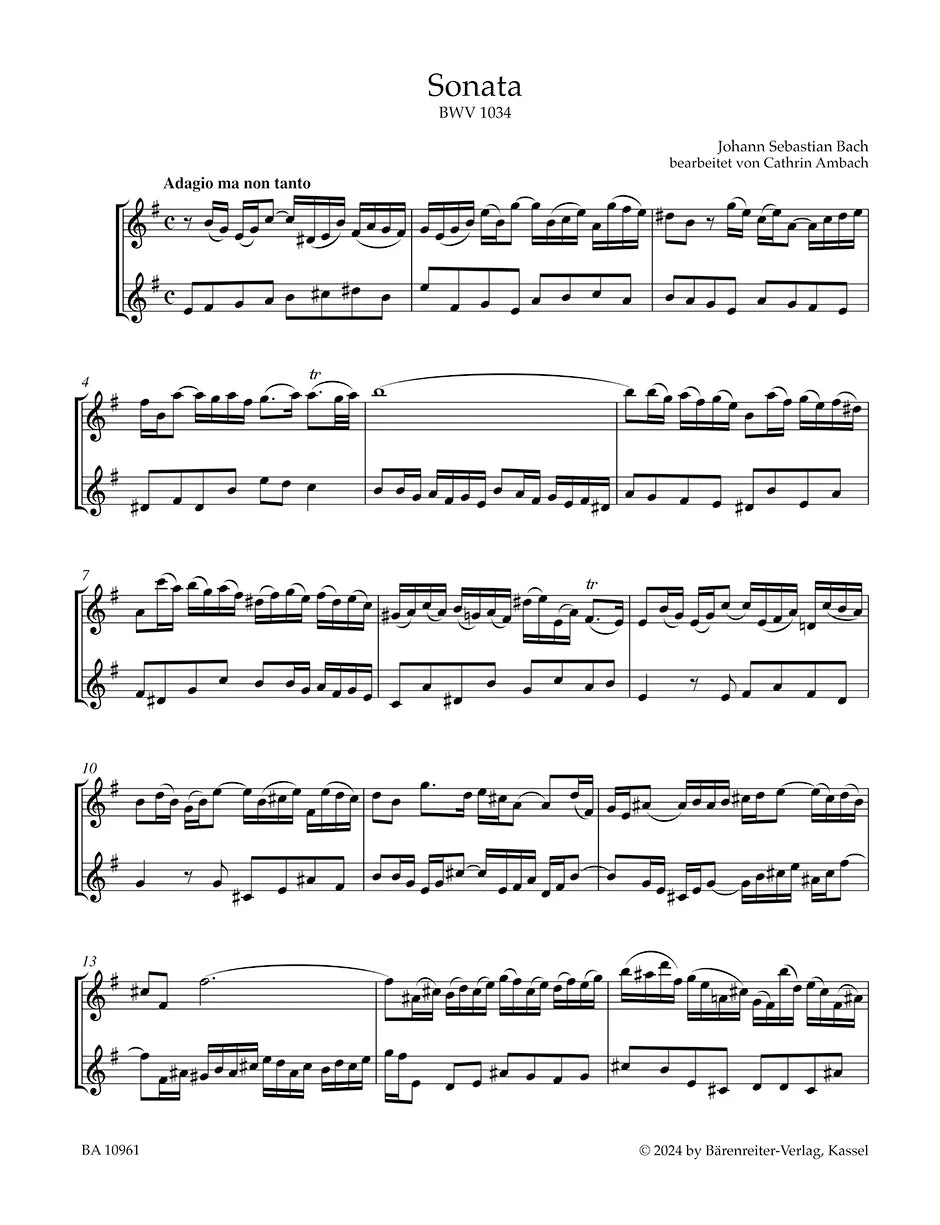 Bach: 4 Flute Sonatas (arr. for 2 flutes), BWV 1034, 1035, 1030, & 1032 - Image 2