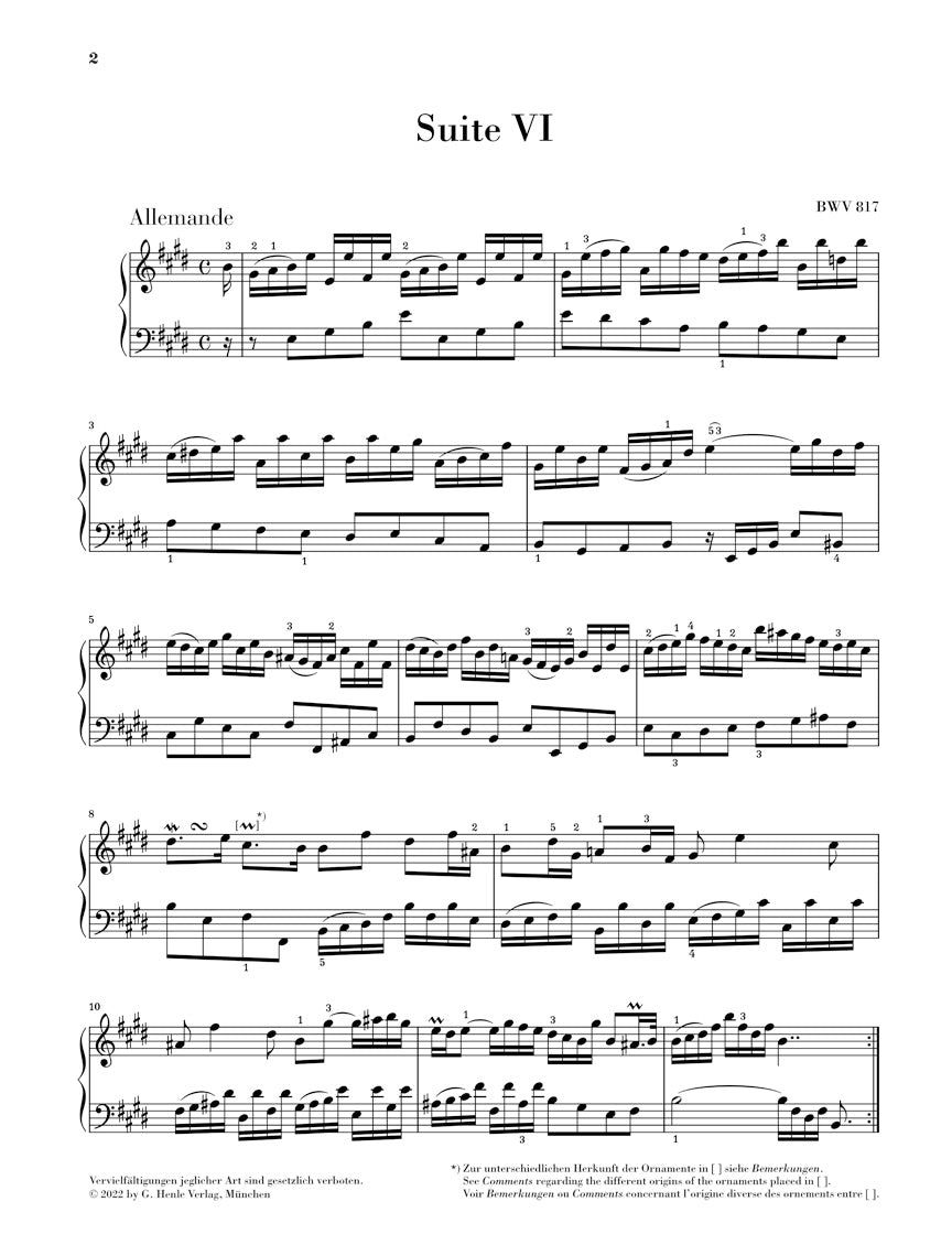 Bach: French Suite 6 E major BWV 817 - Image 2