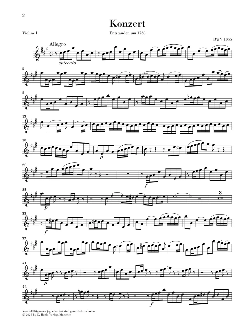 Bach: Bach Harpsichord Concerto No. 4 in A major BWV 1055 - Image 2