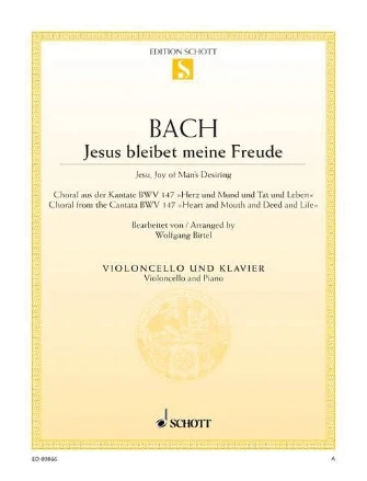 Bach Jesu, Joy Of Man's Desiring Choral From Cantata Bwv 147 Cello And Piano