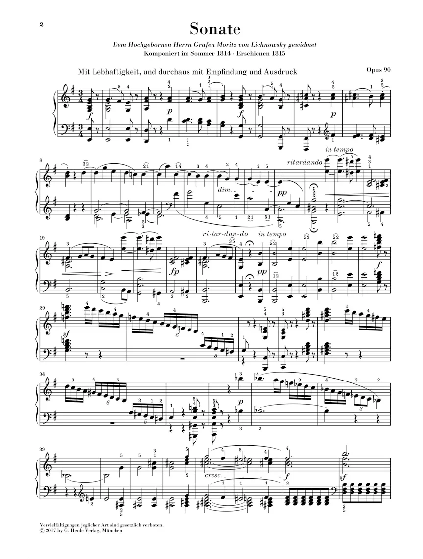 Beethoven: Piano Sonata No. 27 in e minor, Op. 90 - Image 2