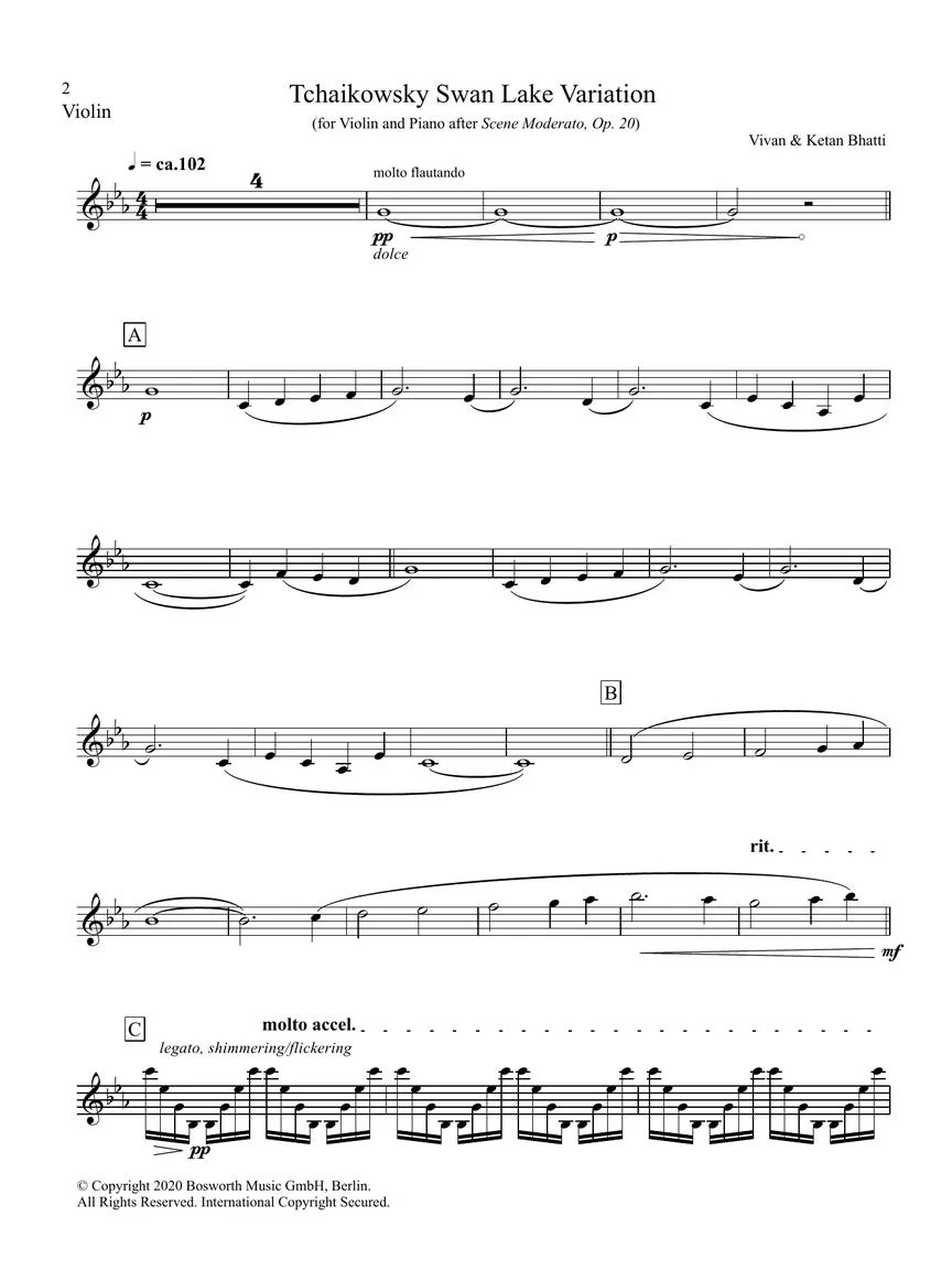 Bhatti Tchaikovsky Swan Lake Variation for Violin and Piano - Image 3