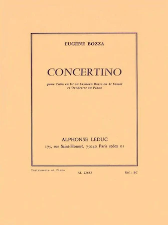 Bozza Concertino (tuba/saxhorn And Piano)