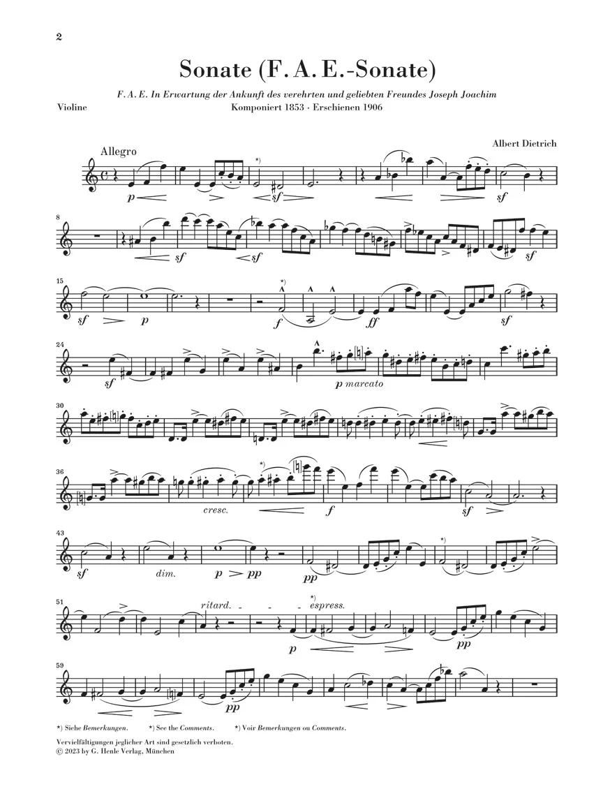 Dietrich-Schumann-Brahms: Violin Sonata a minor (F.A.E.-Sonata) - Image 4