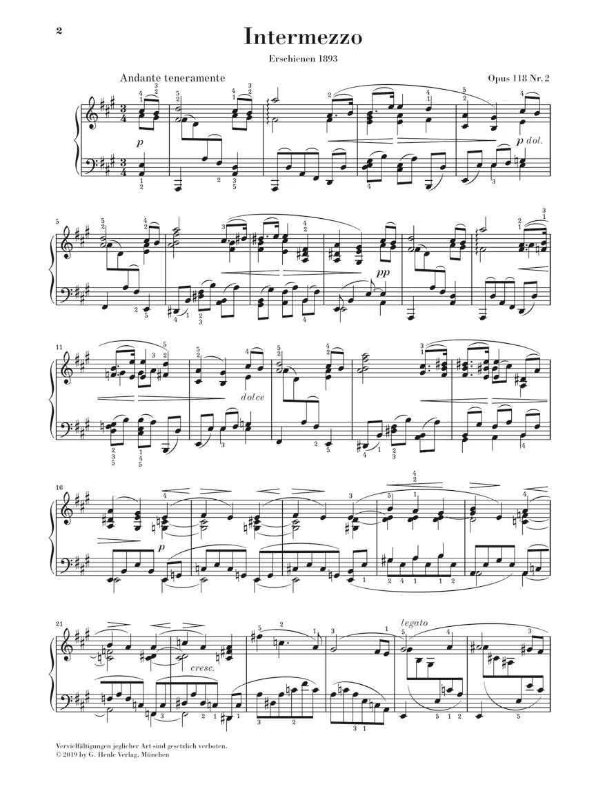 Brahms: Intermezzo in A major, Op. 118 No. 2 - Image 2