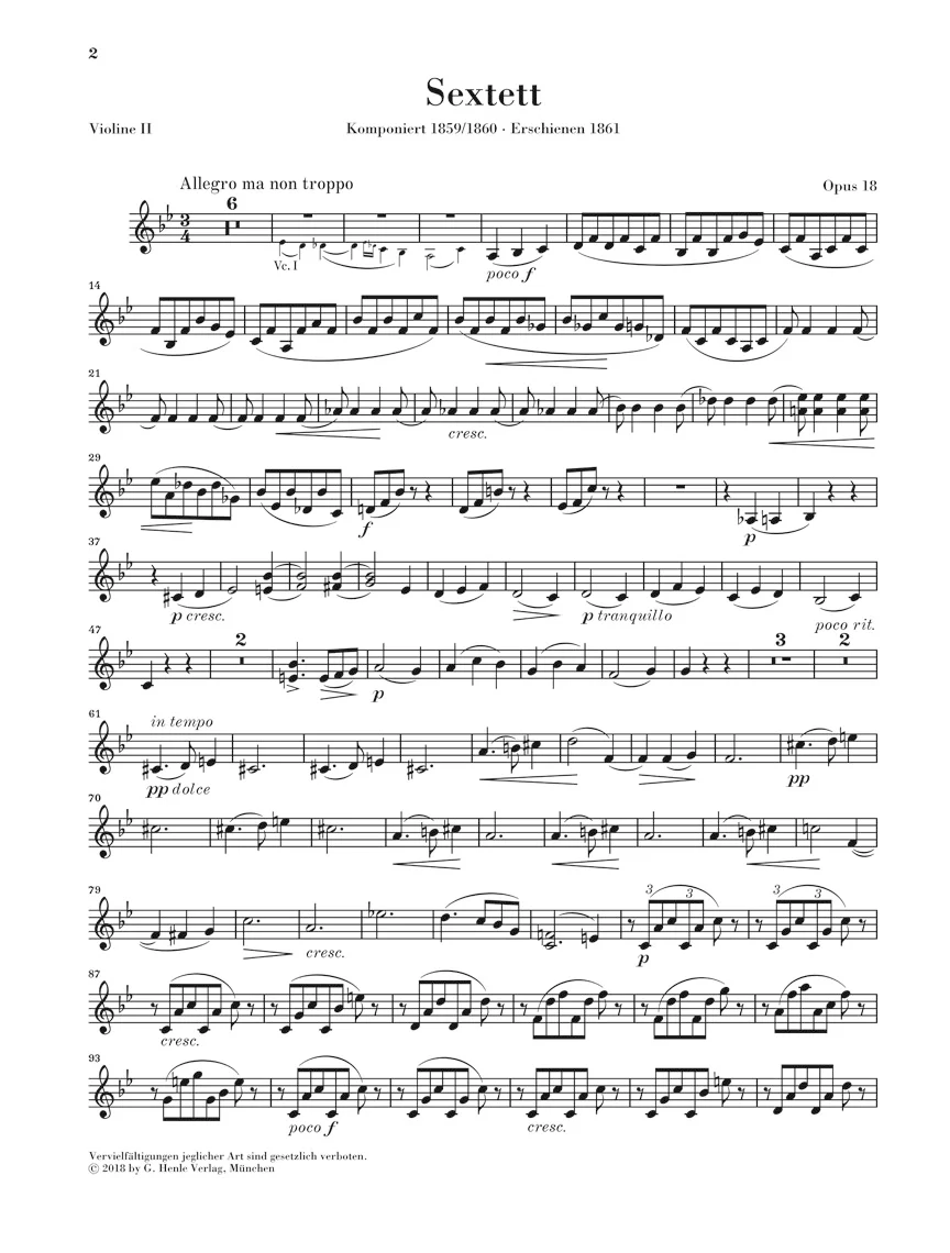 Brahms: String Sextet No. 1 in B flat major, Op. 18 - Image 3