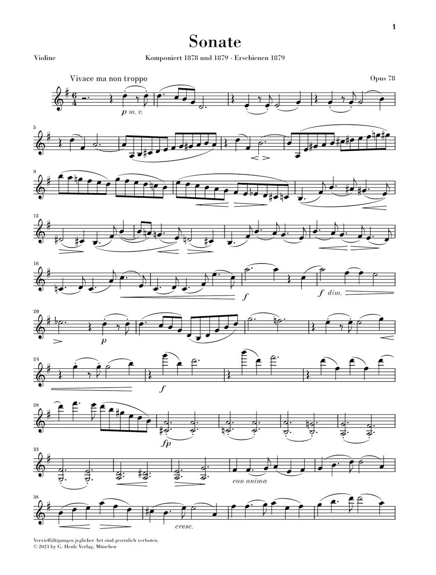 Brahms: Sonata for Piano and Violin in G major, Op. 78 - Image 3