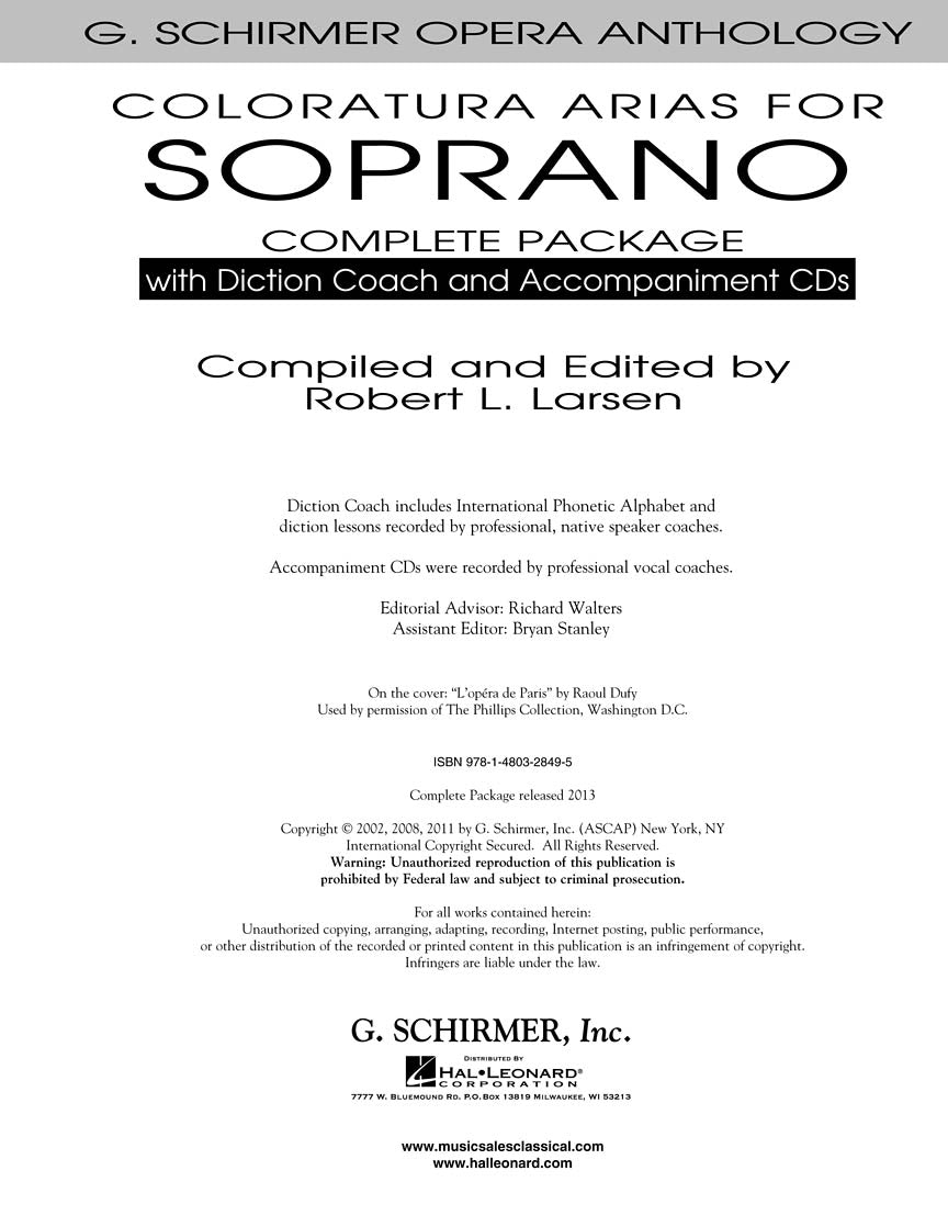 Coloratura Arias For Soprano - Complete Package: Book/diction Coach/accompaniment Cds - Image 3