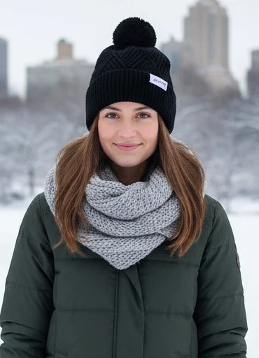 Beanie: Juilliard diamond textured winter cap with puff - Image 3