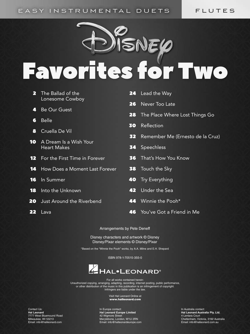 Disney Favorites for Two Easy Instrumental Duets - Flute Edition - Image 2