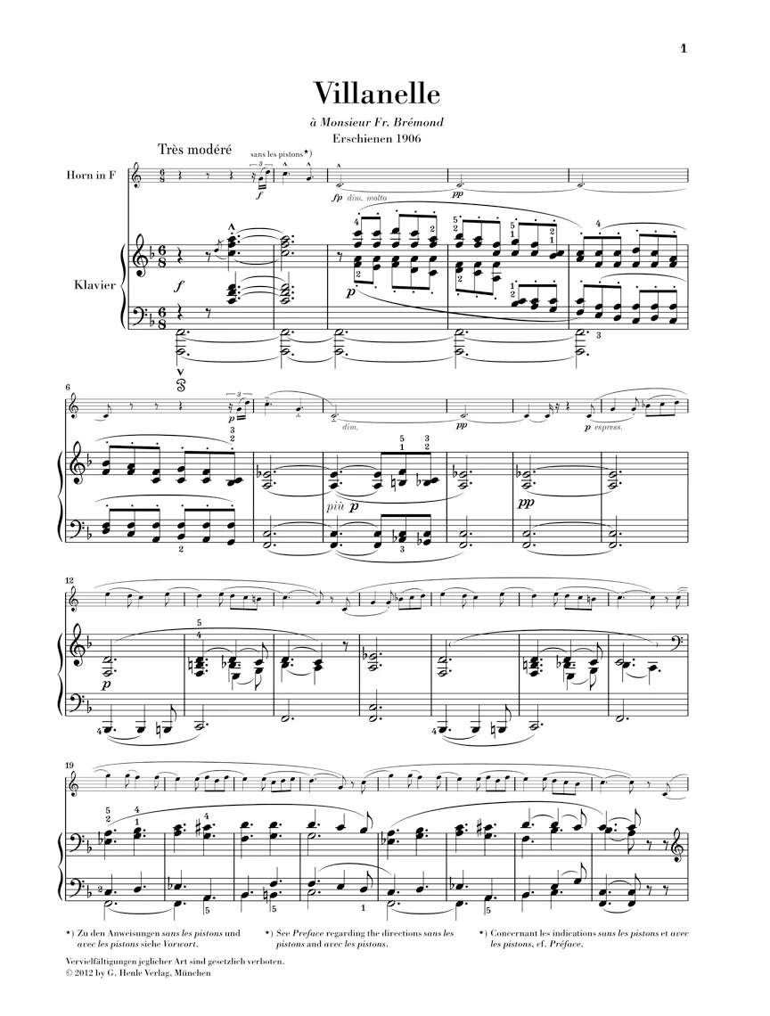 Dukas: Villanelle for Horn and Piano - Image 2