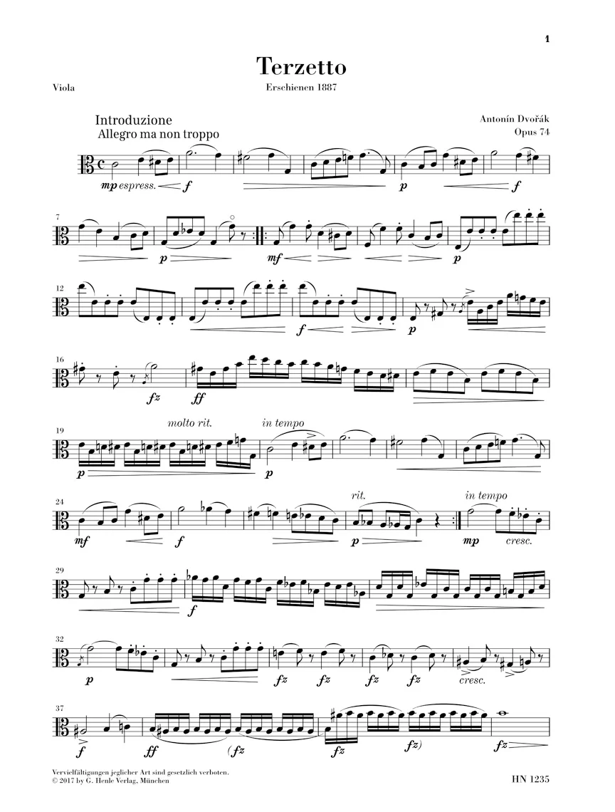 Dvořák: Terzetto in C major, Op. 74 for two Violins and Viola - Image 7