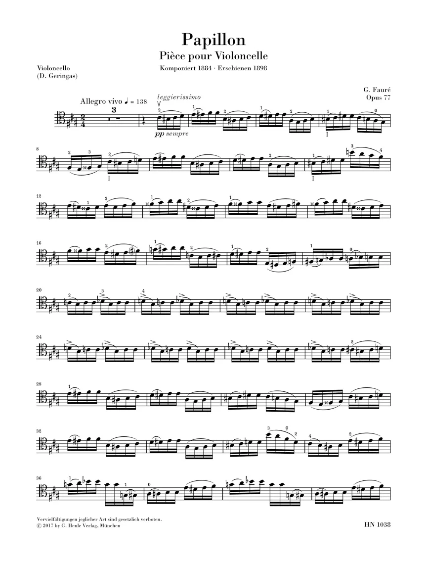 Fauré: Papillon for Cello and Piano, Op. 77 - Image 4