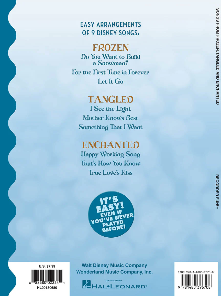 Songs from Frozen, Tangled and Enchanted - Recorder Fun! (Recorder Included) - Image 2