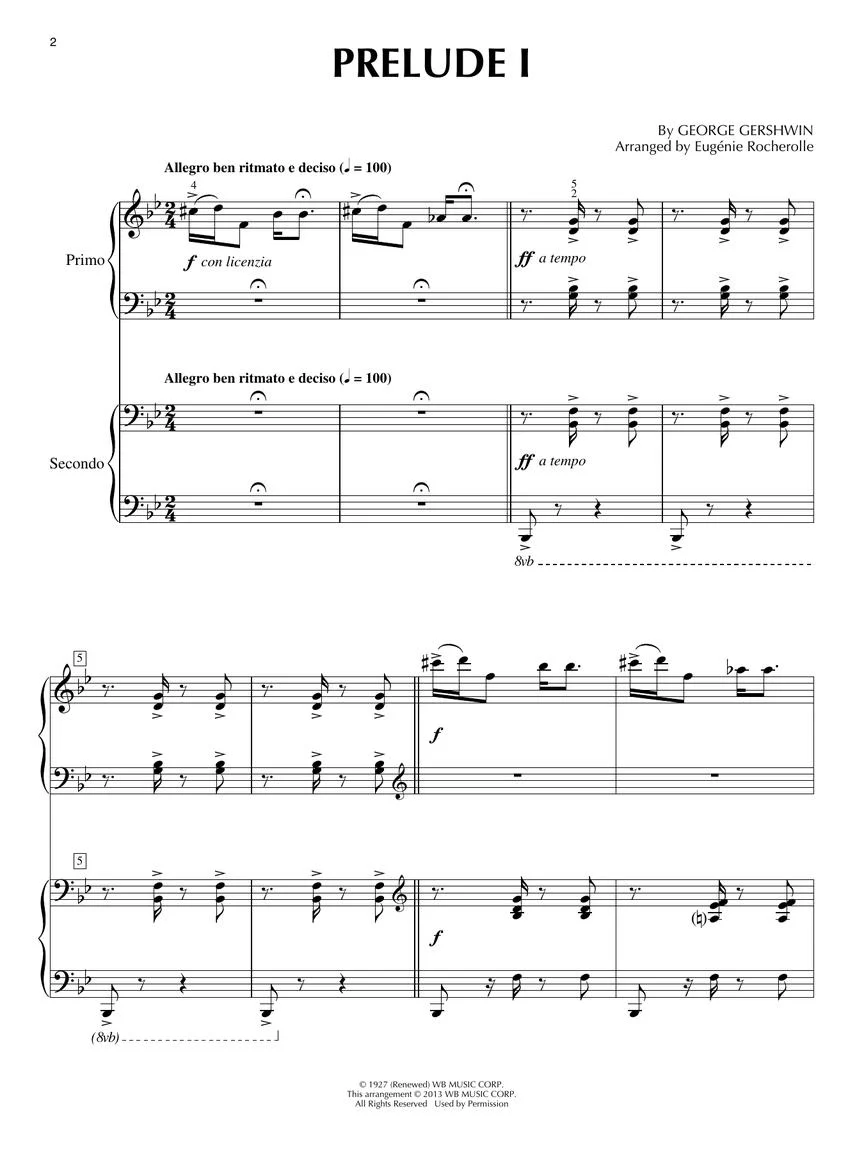 Gershwin: Three Preludes - Intermediate Piano Duets - Image 3