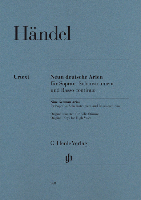 Händel: Nine German Arias (Score and Parts)