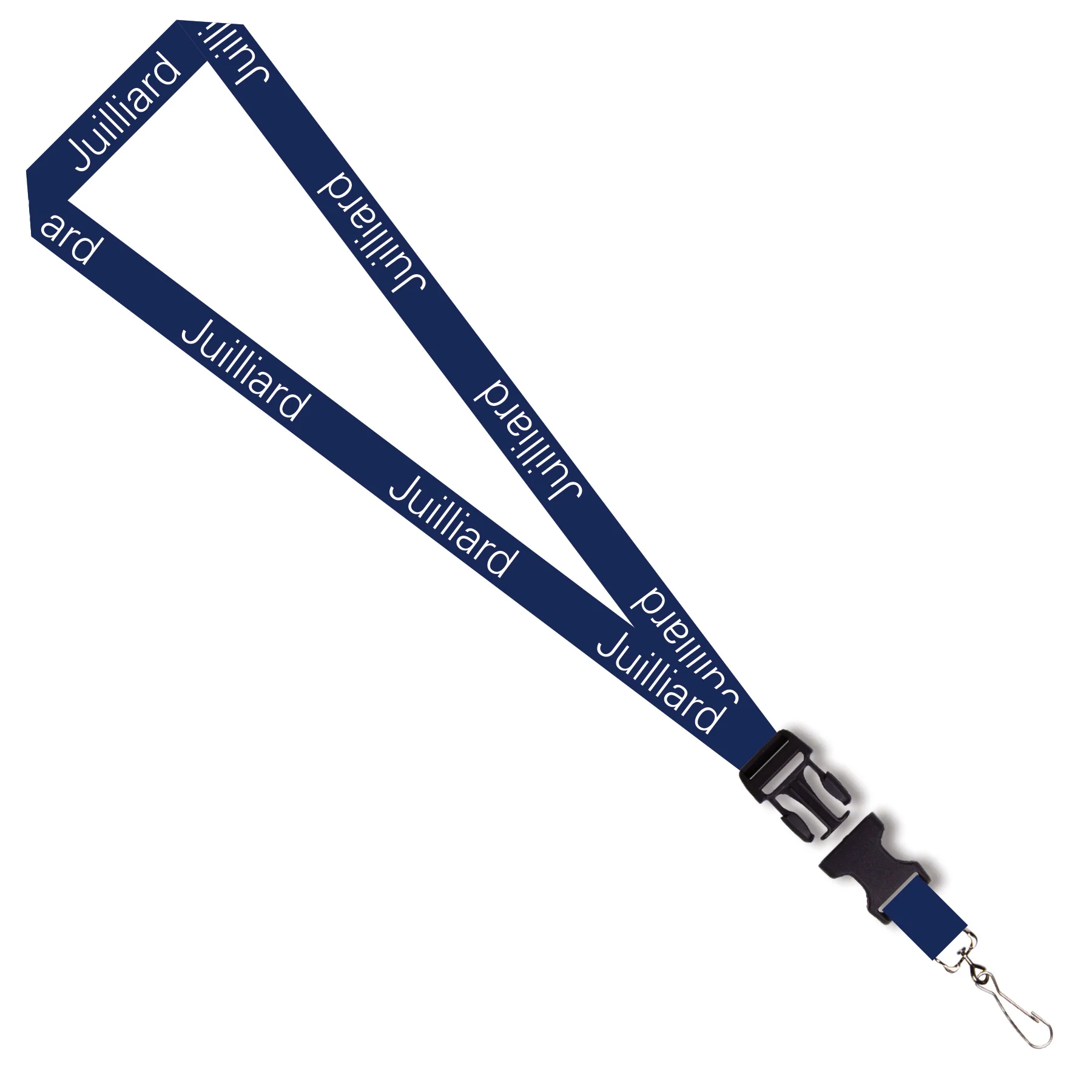 Lanyard: Juilliard Navy with white logo, detachable clip - Image 2