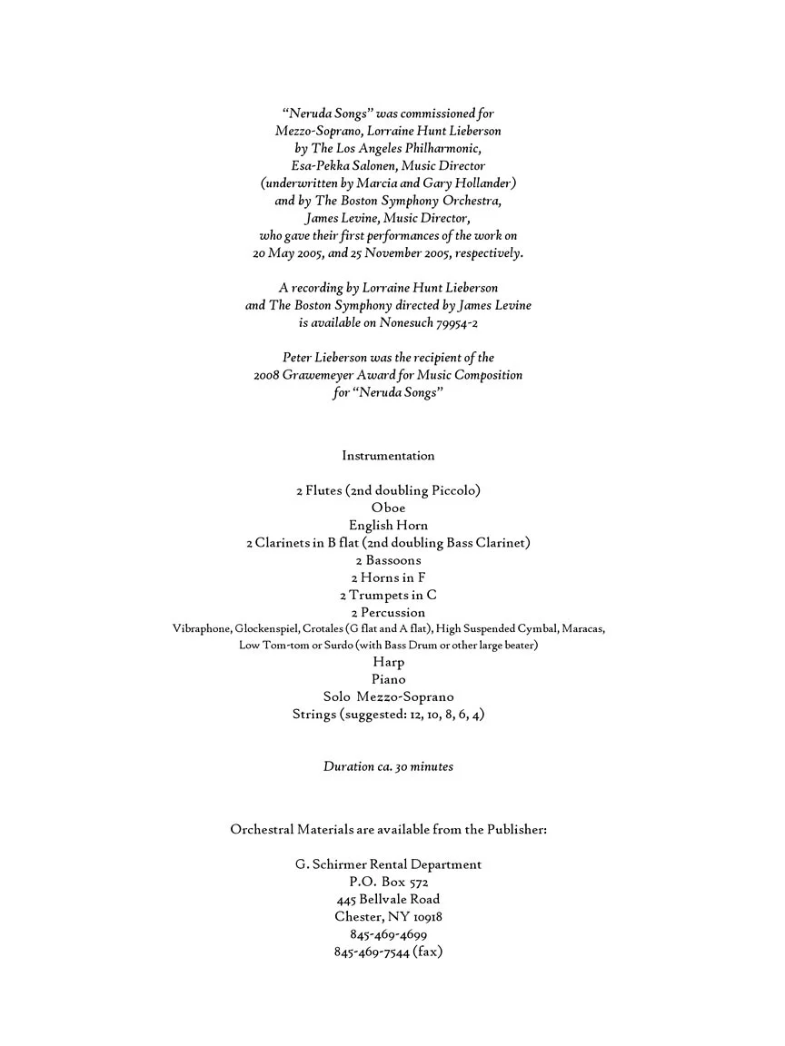 Neruda Songs - Mezzo-Soprano and Piano - Image 3