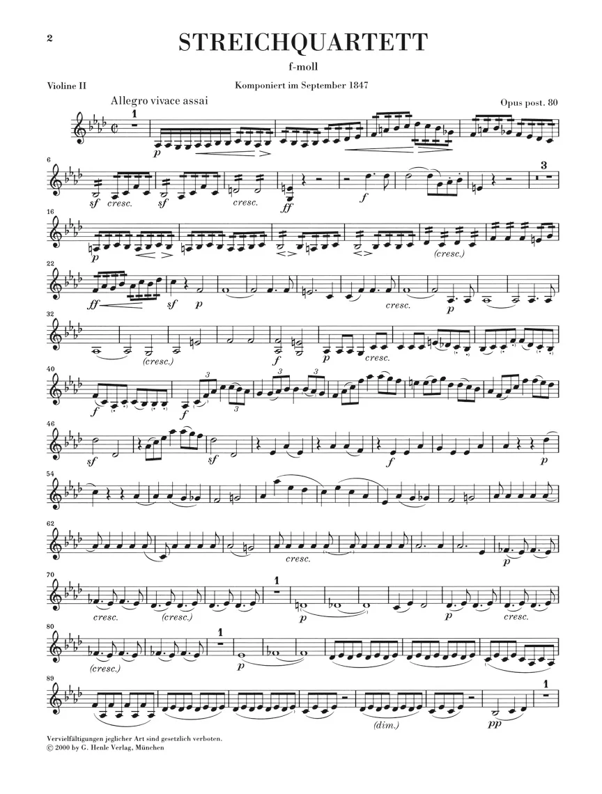 Mendelssohn: String Quartet in f minor, Op. post. 80 - Image 3