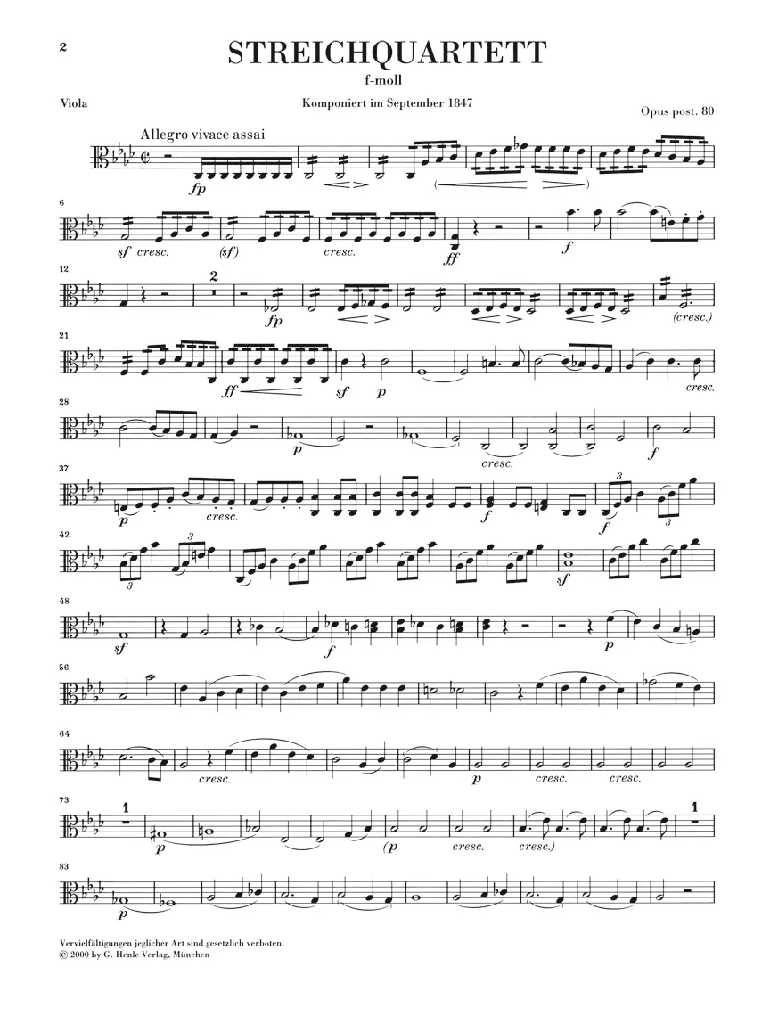 Mendelssohn: String Quartet in f minor, Op. post. 80 - Image 4