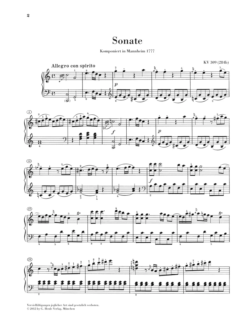 Mozart: Piano Sonata in C major K. 309 - Image 2