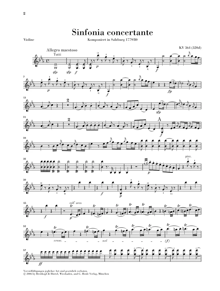 Mozart: Sinfonia concertante in Eb major K. 364 (Parts and Piano Reduction) - Image 3