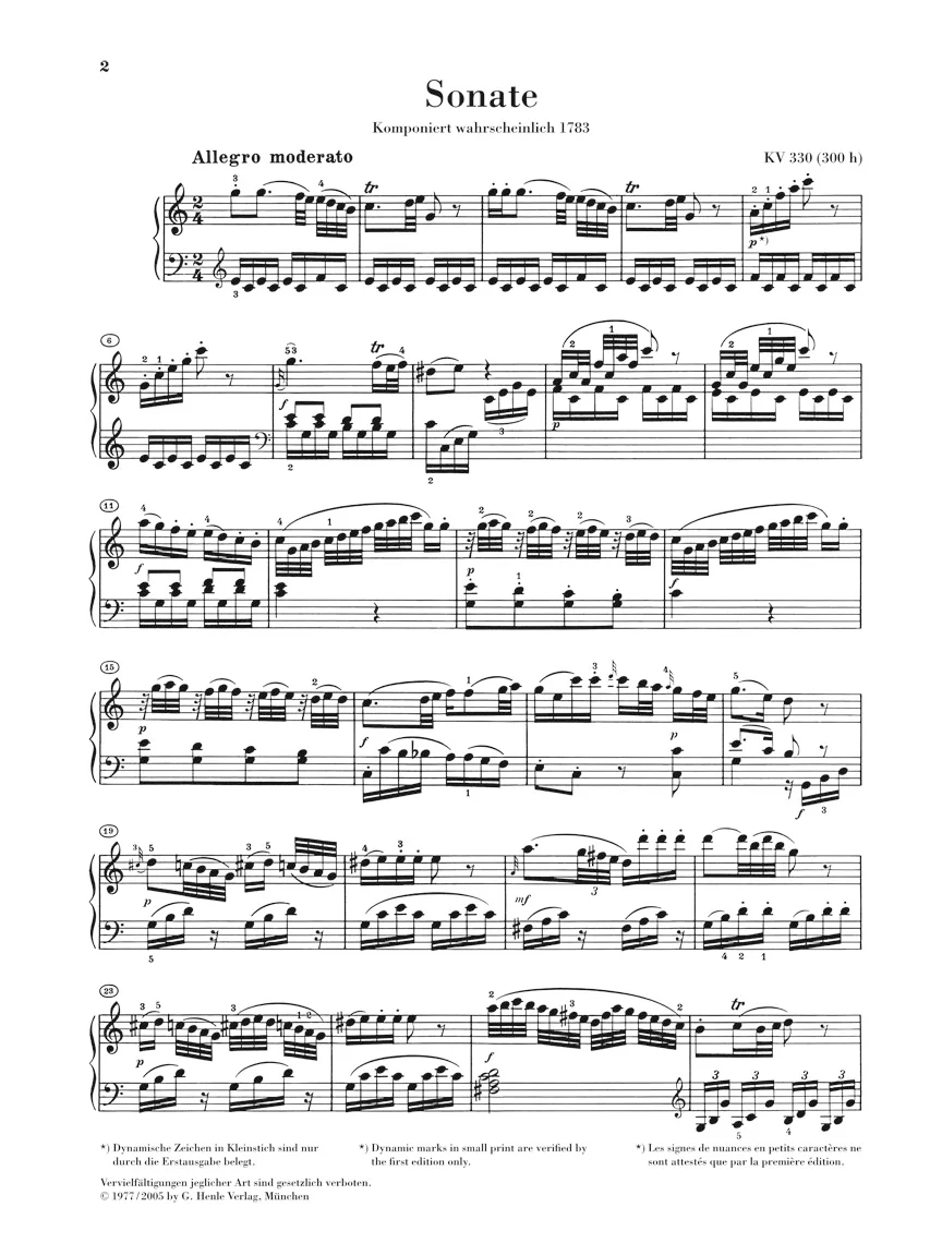Mozart: Piano Sonata in C major K. 330 (300h) - Image 2