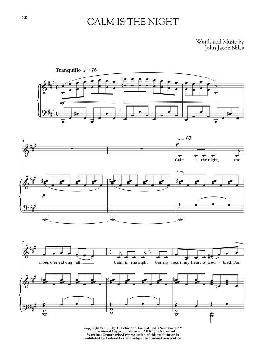 Niles Songs of John Jacob Low Voice - Image 6