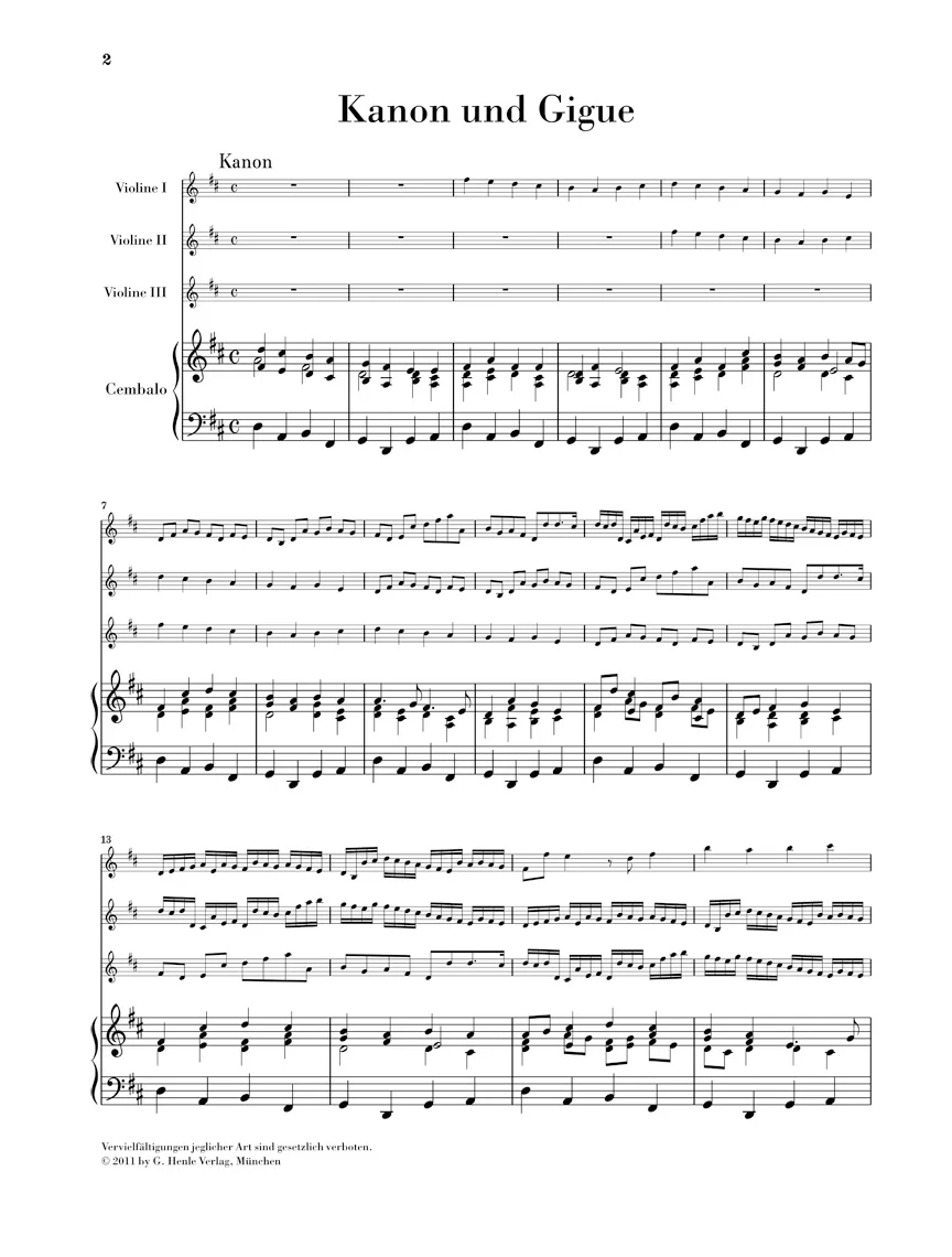 Pachelbel: Canon and Gigue in D major for three Violins and Basso continuo - Image 2