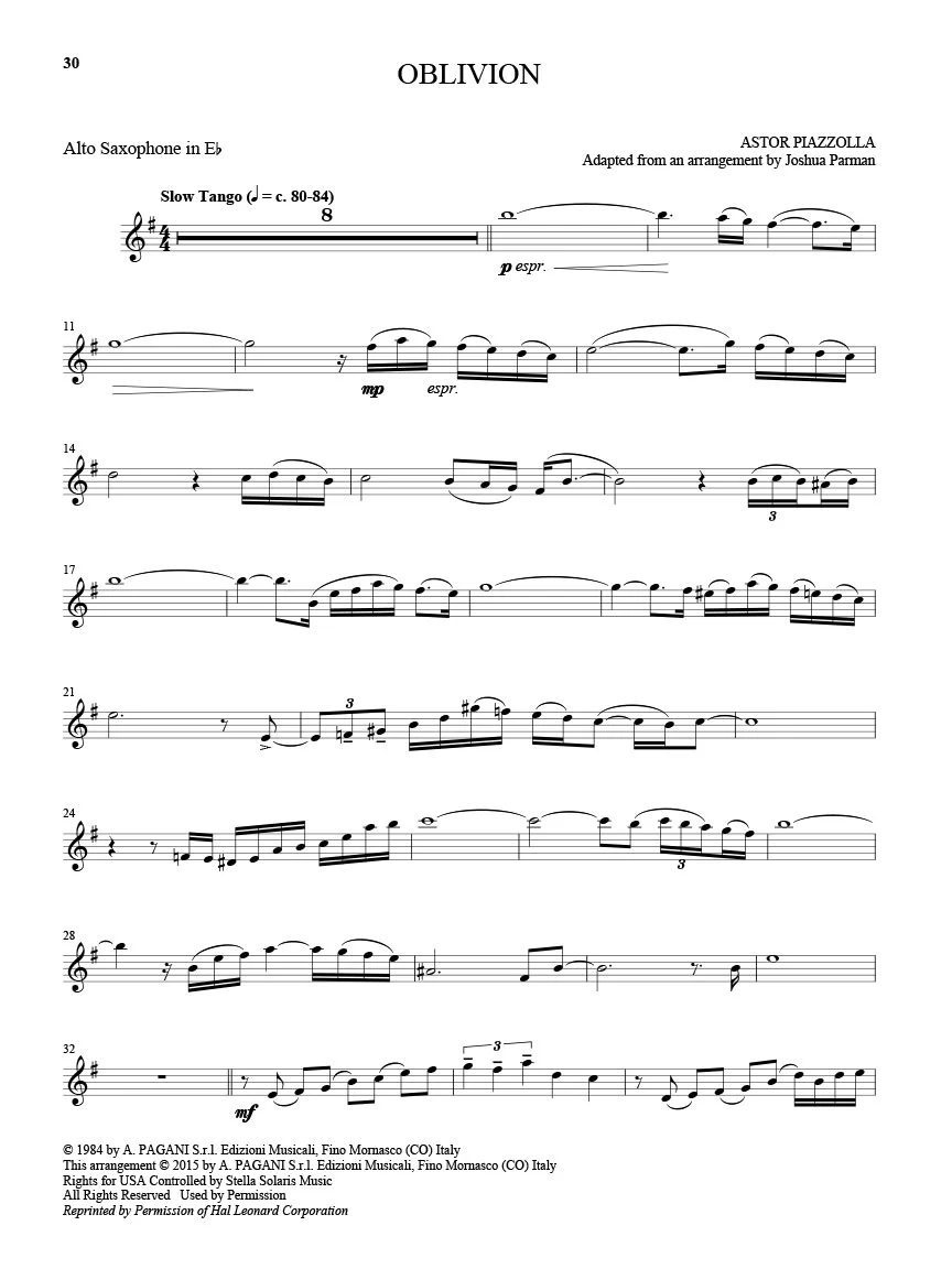 Piazzolla, Astor - 25 Tangos for Alto Saxophone and Piano - Image 5