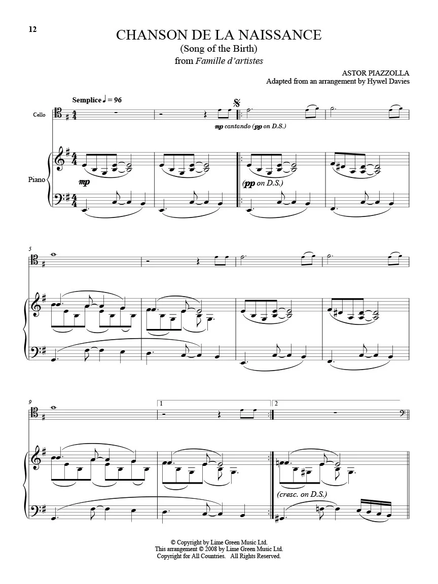 Piazzolla, Astor - Tangos for Cello and Piano - Image 6
