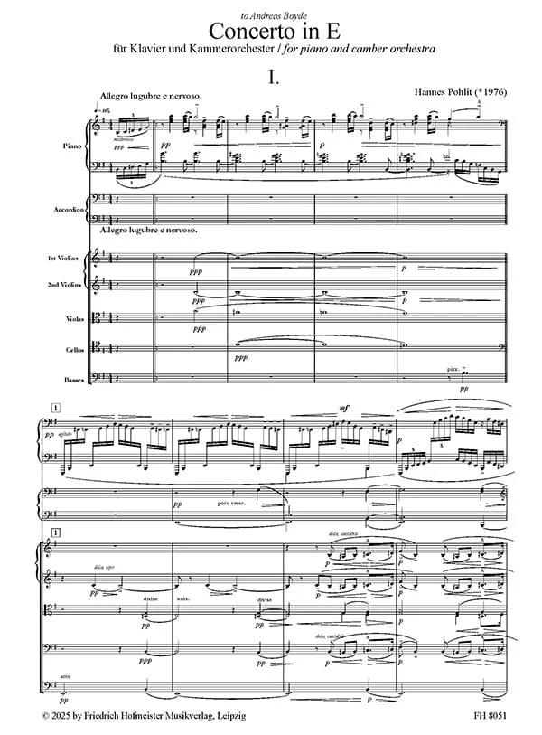 Pohlit: Concerto in E for Piano and Chamber Orchestra - Full Score - Image 2