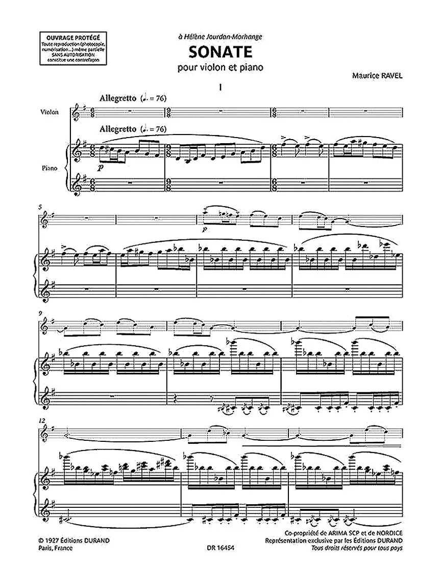 Ravel Sonate (Sonata) for Violin and Piano - Image 4
