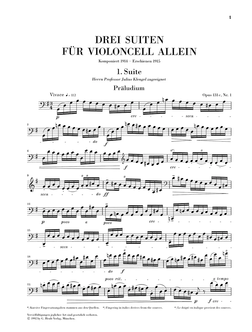 Reger: Three Suites for Cello solo, Op. 131c - Image 2