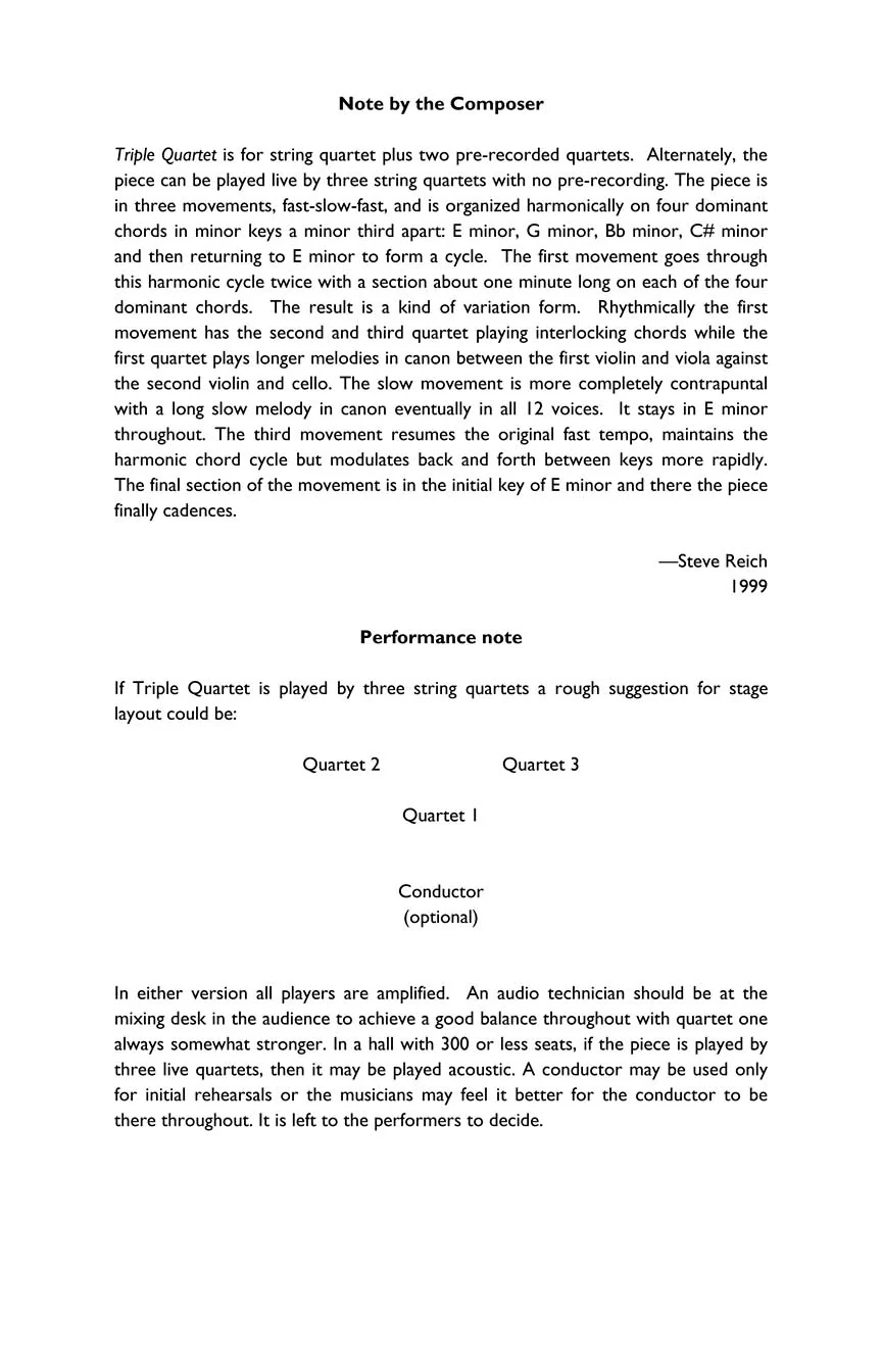 Triple Quartet - String Quartet and Tape - Hawkes Pocket Score Hps 1401 - Image 3