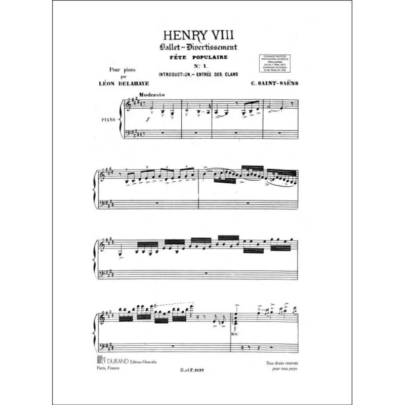 Saint-Saëns: Henry VIII Piano Solo - Image 2