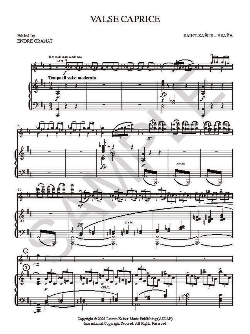 Saint-Saens Valse Caprice for Violin and Piano - Image 2