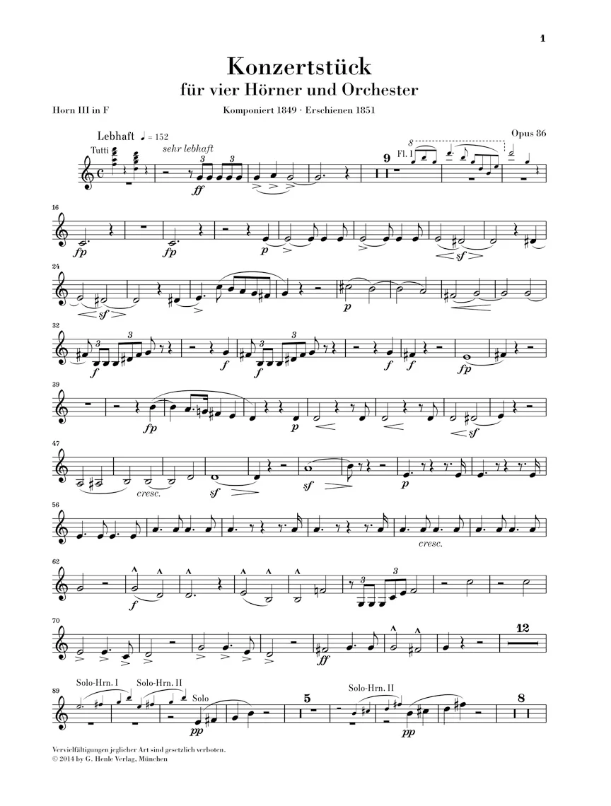 Schumann: Concert Piece for four Horns and Orchestra, Op. 86 (Piano Reduction) - Image 5