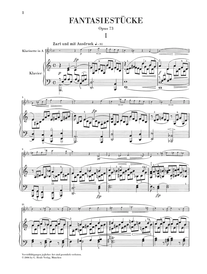 Schumann: Fantasy Pieces, Op. 73 for Piano and Clarinet - Image 2