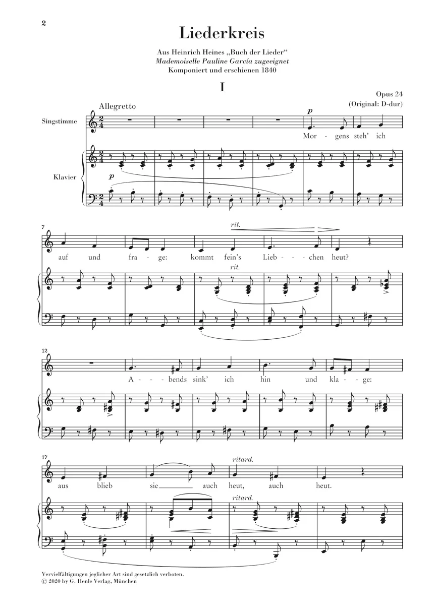 Schumann: Song Cycle, Op. 24 on Poems by Heine - Medium Voice - Image 2