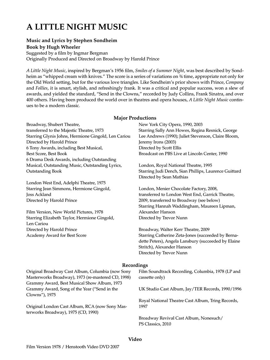 Sondheim Little Night Music, A - Vocal Selections - Image 4