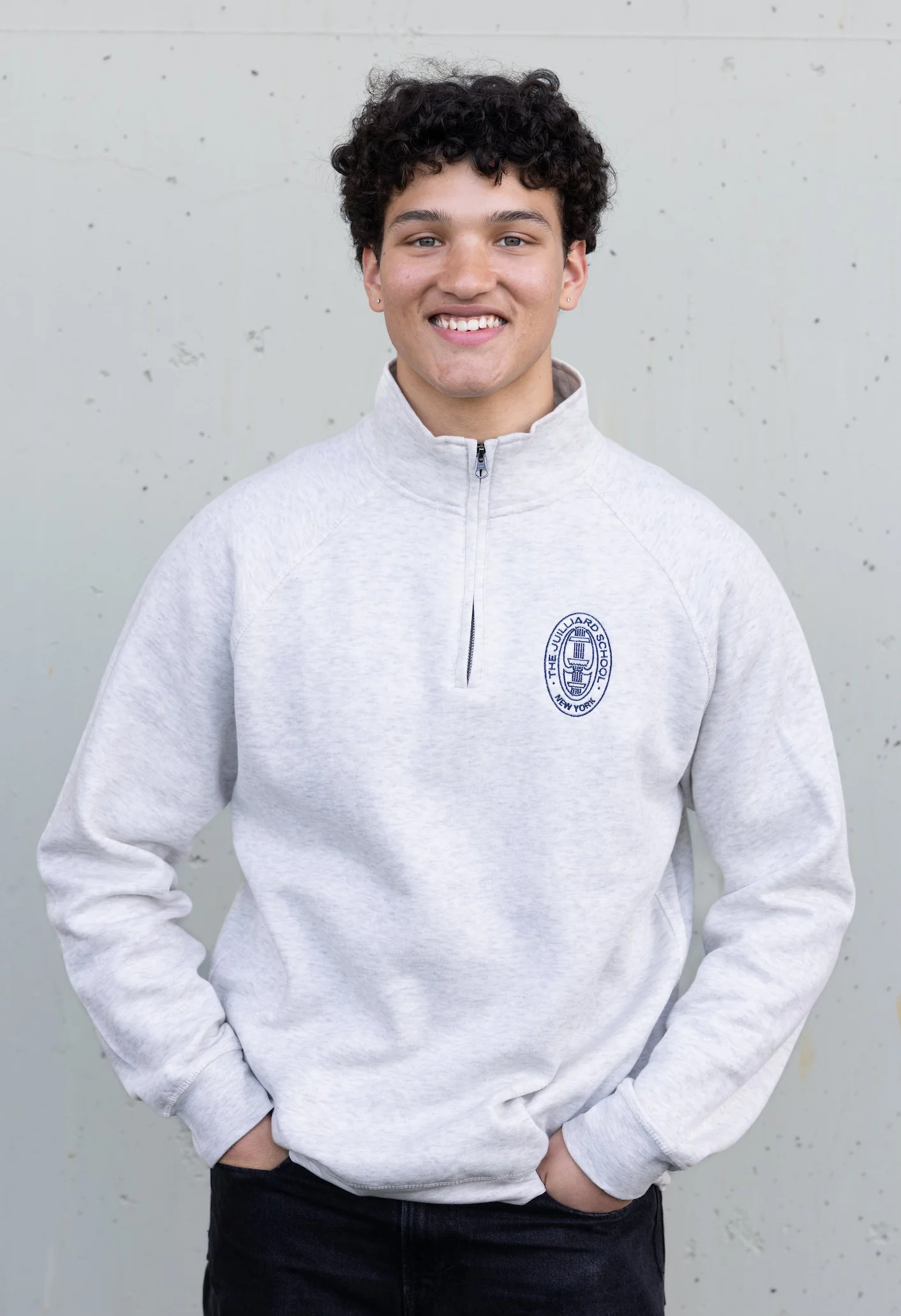 Sweatshirt: Essential Unisex Quarter Zip with Embroidered Seal - Image 3