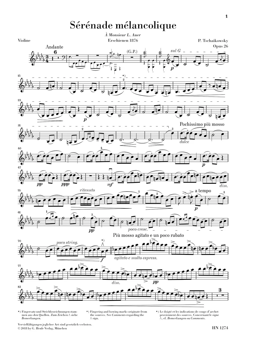 Tchaikovsky: Sérénade mélancolique, Op.26 (Score and Parts) - Image 7