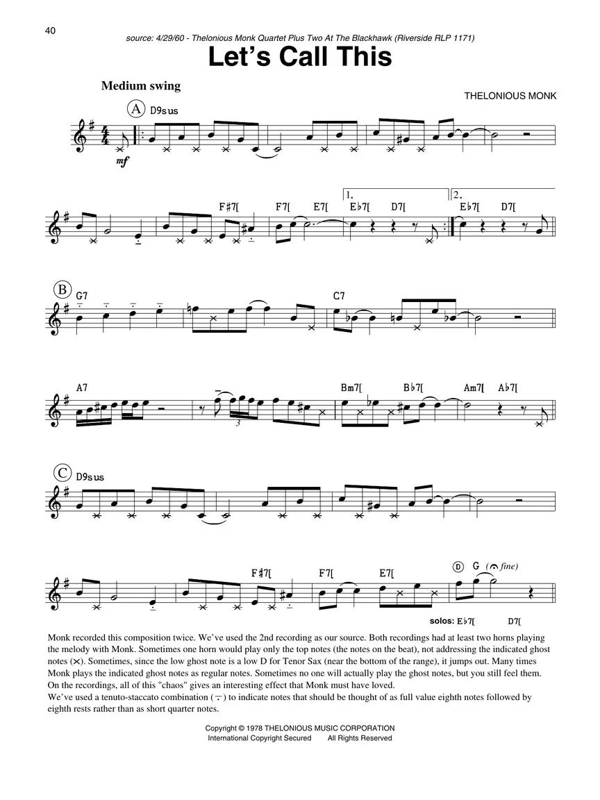 Monk, Thelonious - Fake Book - Image 5