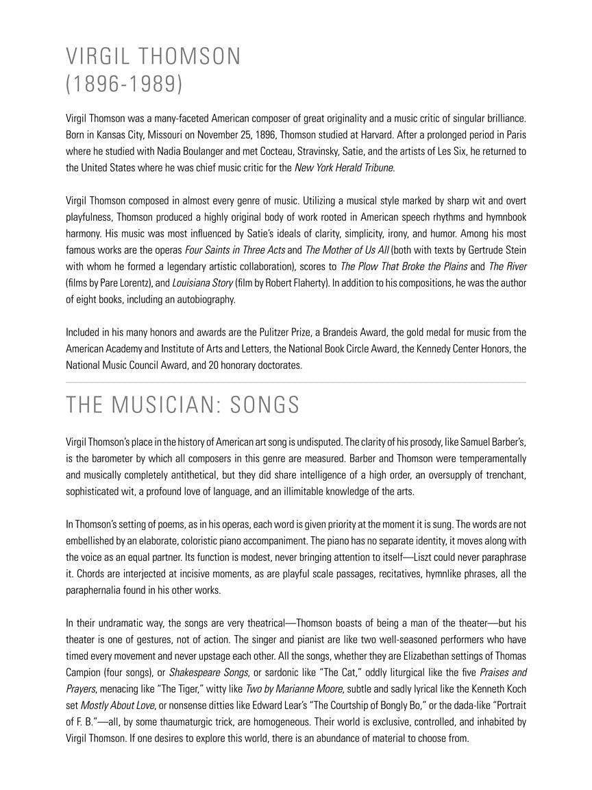 Thomson, Virgil - Collected Songs: 24 Songs for High Voice and Piano - Image 3